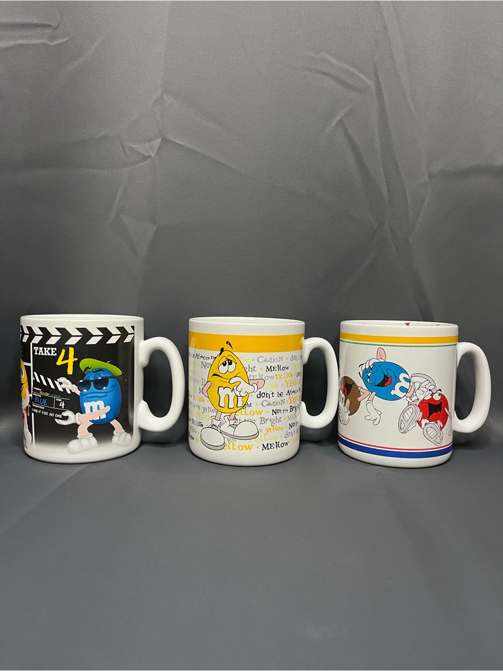 Lot of 3 Vintage Classic M&M 28oz Porcelain Mugs.